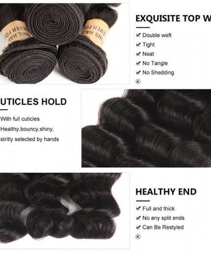 Human Virgin Hair Loose Deep Wave 4 Bundles