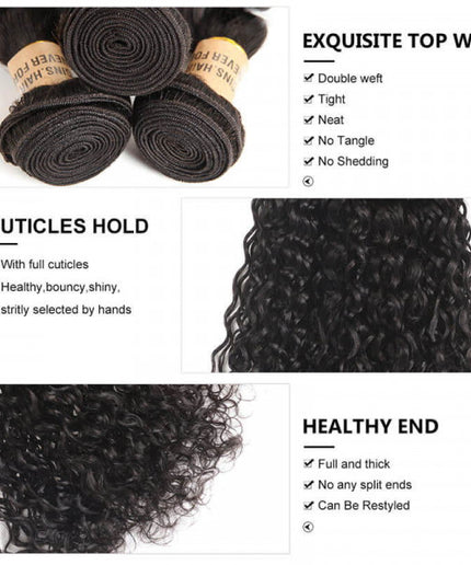 Natural Water Wave Human Virgin Hair 4pcs Bundles On Sale