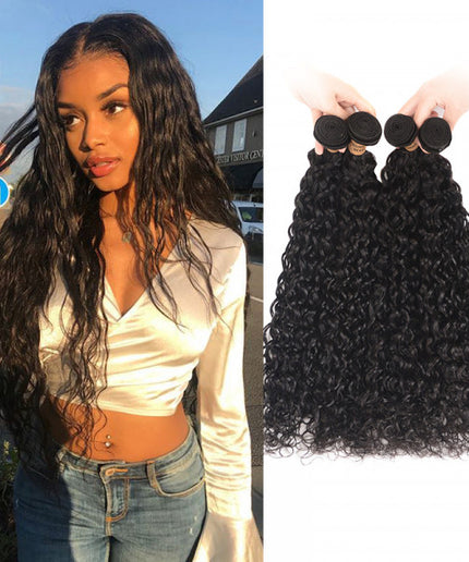 Natural Water Wave Human Virgin Hair 4pcs Bundles On Sale